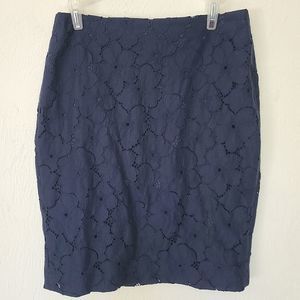 Banana Republic Blue Floral Crochet Lace Lined Mini Skirt Size 4P